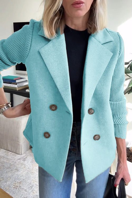 Chic Knit-Sleeve Blazer