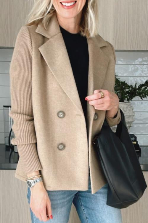 Chic Knit-Sleeve Blazer