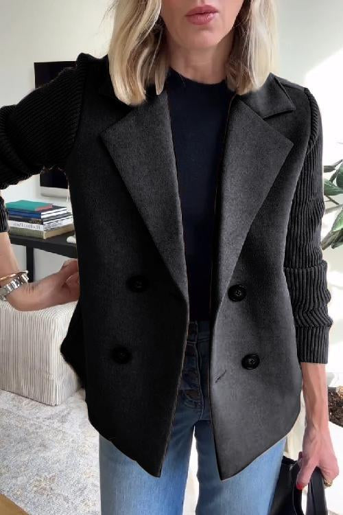 Chic Knit-Sleeve Blazer