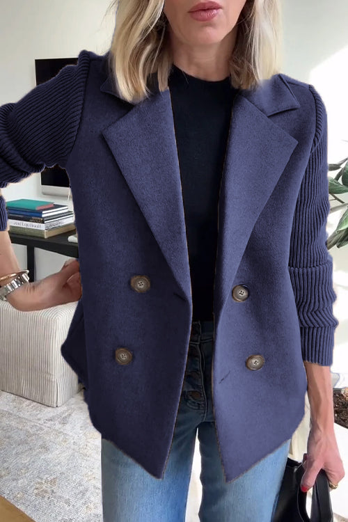 Chic Knit-Sleeve Blazer