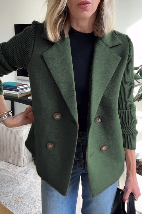 Chic Knit-Sleeve Blazer