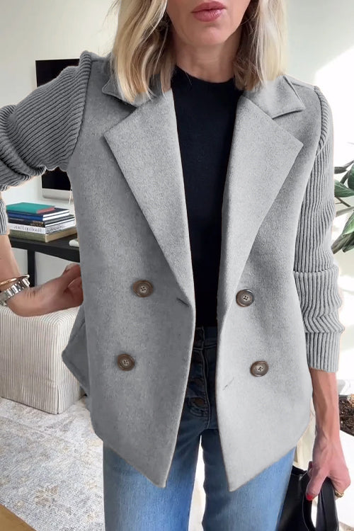 Chic Knit-Sleeve Blazer