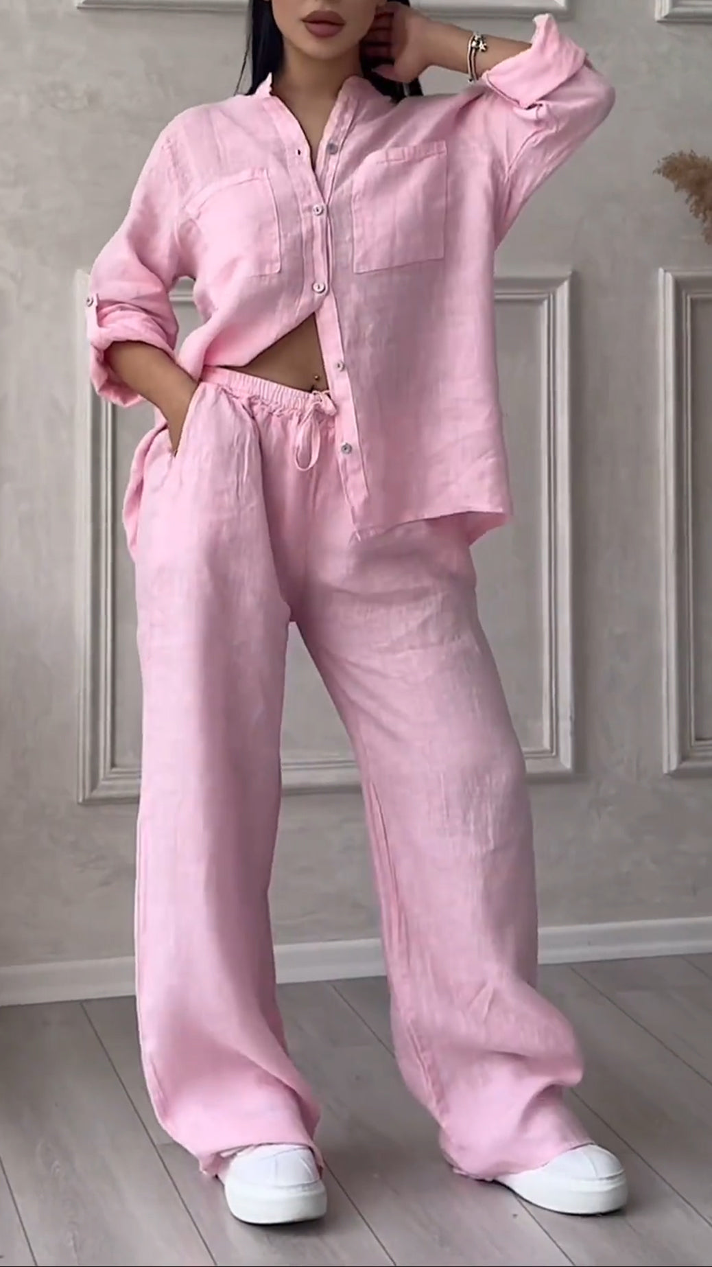 ✨Women's V-neck Cotton and Linen Casual Suit