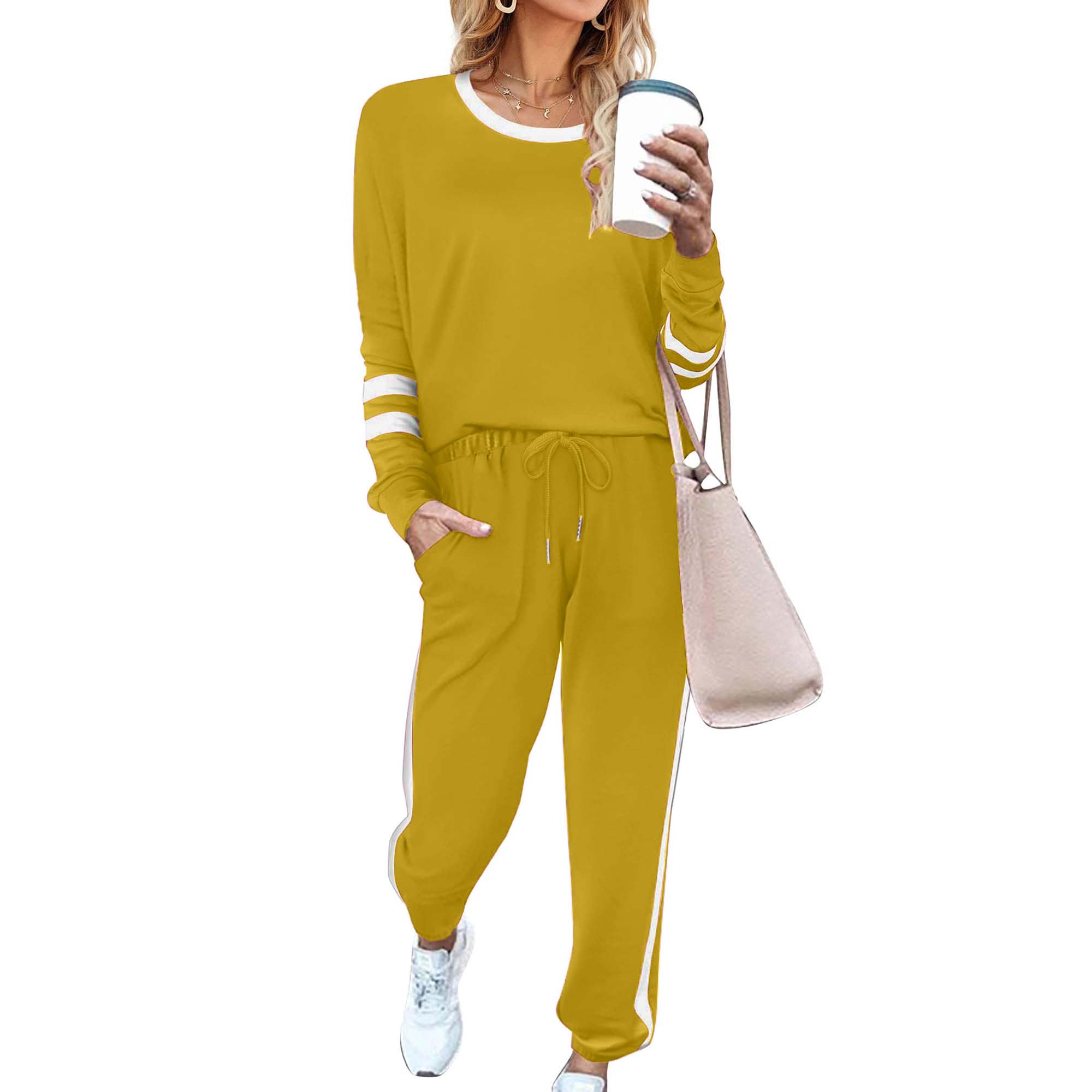 ✨Women's Contrast Color Cuffs Casual Sports Jogging Two-Piece Set(BUY 2 FREE SHIPPING)