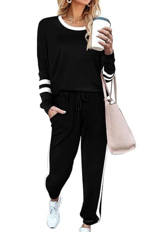 ✨Women's Contrast Color Cuffs Casual Sports Jogging Two-Piece Set(BUY 2 FREE SHIPPING)