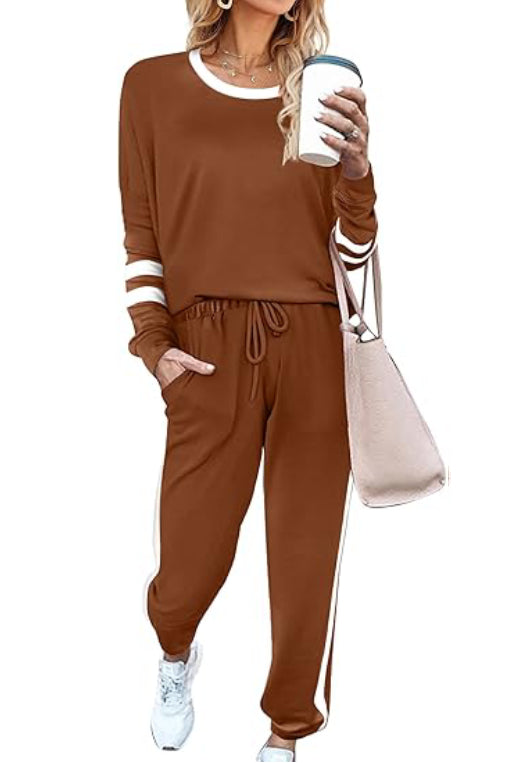 ✨Women's Contrast Color Cuffs Casual Sports Jogging Two-Piece Set(BUY 2 FREE SHIPPING)