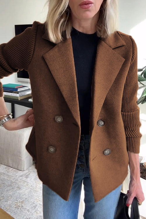Chic Knit-Sleeve Blazer