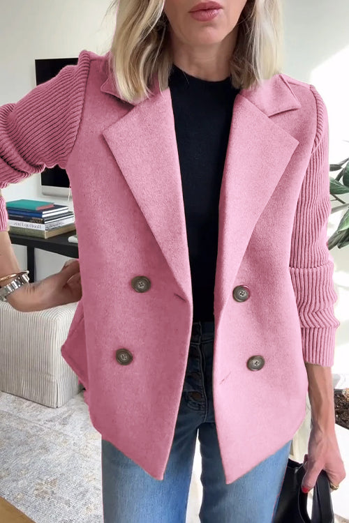 Chic Knit-Sleeve Blazer
